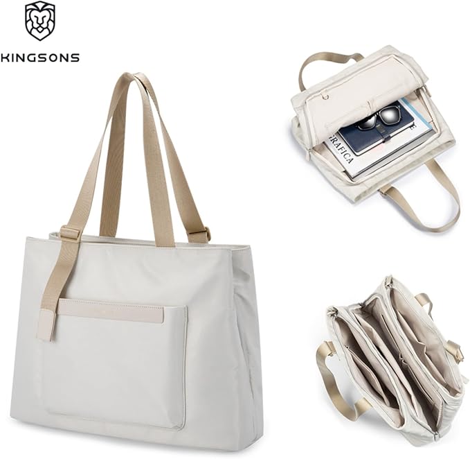 Kingsons Tote Bag for Women, Large Nylon Tote handbags, waterproof Laptop Tote with 14" MacBook Pro Compartment - Image 4