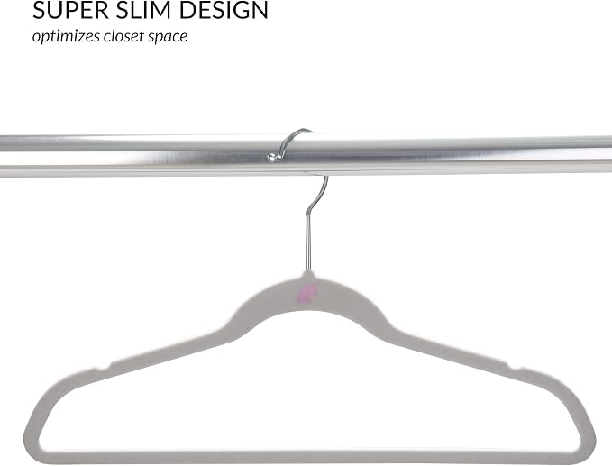 Simplify 25 Pack Kids Velvet Hangers | Slim | Non-Slip Design | Space Saving | Childrens Clothes | Shirts | Pants | Dresses | Baby Nursery | Closet Storage & Organization | White - Image 3