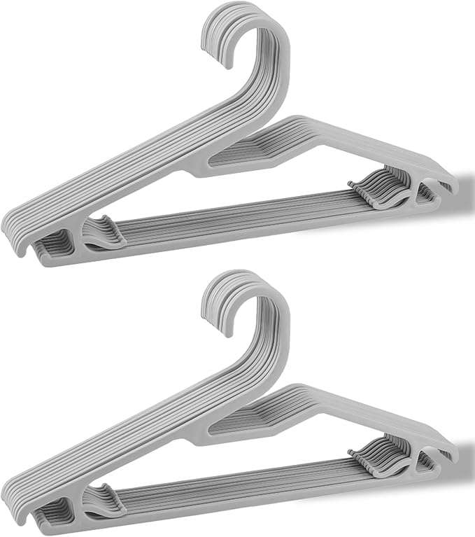 Clothes Hangers 16.5", Blouse Hanger with Z-Shape Opening, Short Neck Hangers for Closet, Coat Hanger for Adults Suit, Hoodies, Shirts, Jacket, Plastic Shirt Hangar for Men Grey, 20 Pack by VSVstoage