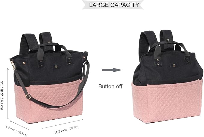 Diaper Tote Bag Totepack Backpack Crossbody Bag 3 in 1 for Women Laptop Backpack Multifunctional with Insulated Pockets - Image 2