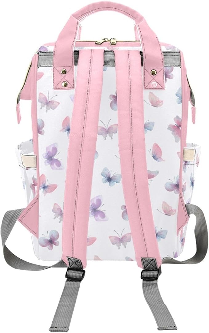 Custom Colorful Butterfly Baby Backpack – Personalized Diaper Bag with Name, Waterproof Large Capacity Nappy Bag with Insulated Pockets – Ideal Shower Gift for Moms & Dads - Image 4