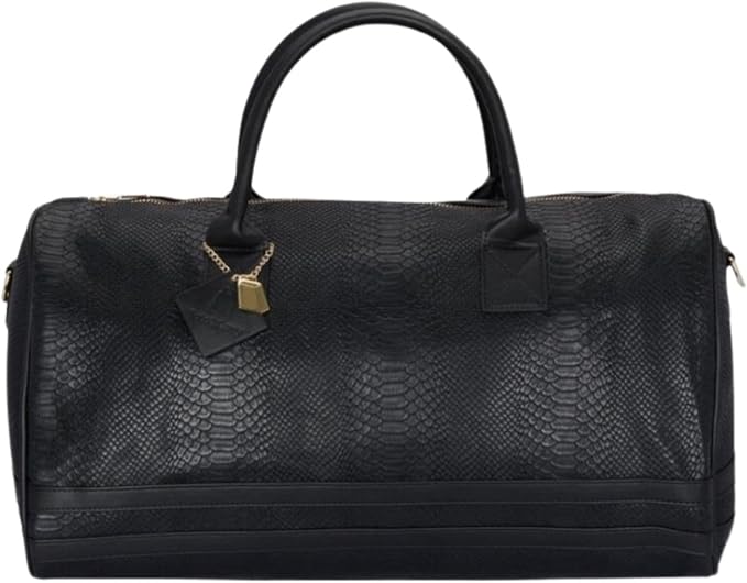 Tote&Carry Apollo 2 Duffle Bag for Travel Women & Men, TSA Approved Carry On Duffel Bag, Premium Vegan, Durable Weekender Luggage for All-Purpose Use (Black - SnakeSkin Pattern, XL) by ToteCarry