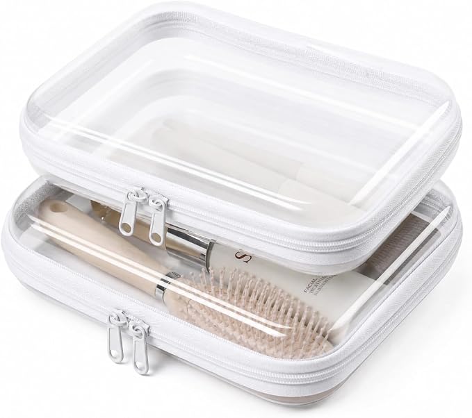 2 Pack Clear Hard Shell Zipper Case Diaper Organizer | 1.0mm Hard Shell, Upgraded Large Zipper Pulls, Clear Travel Pouches, Smooth Zipper Closure, Holds Shape by Unknown