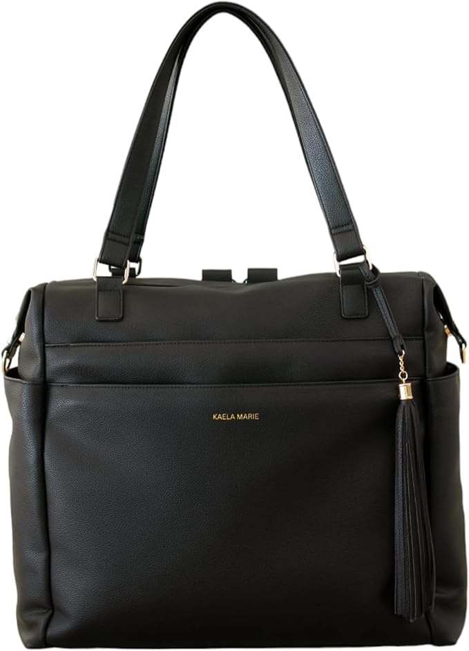 Large Diaper Bag Backpack, Vegan Leather Diaper Travel Tote Bag with Changing Pad and Stroller Straps by KAELAMARIE