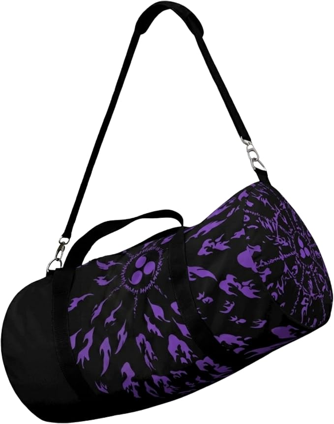 Large Capacity Waterproof Duffel Bag for Women & Men, Travel Gym Sports Bag with Shoe Compartment, Expandable Weekender Carry On for Fitness, Camping & Outdoor Use (Prple Cursed Mark) by CrownLimitedSupply