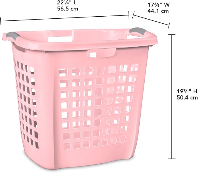 Sterilite 4-Pack Ultra Easy Carry Laundry Basket, Plastic Clothes Hamper Bin w/Comfort Grip Handles & Rim, 2.1 Bushel Capacity, Pink Frost - Image 2