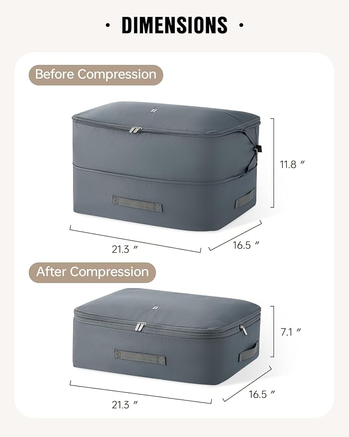 Eachy 3-Pack Comforter Storage Bag Blanket Storage Bags, 68L Compression Bags for Blanket Comforter, Ultra Space Saving Self Compression Organizer - Image 7