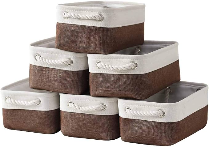 Small Storage Baskets for Shelves,Fabric Storage Baskets for Closet,Rectangular Collapsible Baskets for organizing Clothes,Books,Gifts by Sacyic