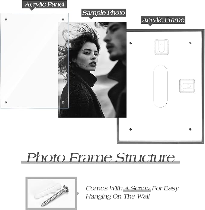5x7 Picture Frame Acrylic Magnetic Wall Mounting/Self Standing Frame | Wall Hanging/Tabletop Display, Fits 5x7/5x5/4x6, Colored Floating Picture Frame, Horizontal and Vertical (Grey, 1 Pack) - Image 4