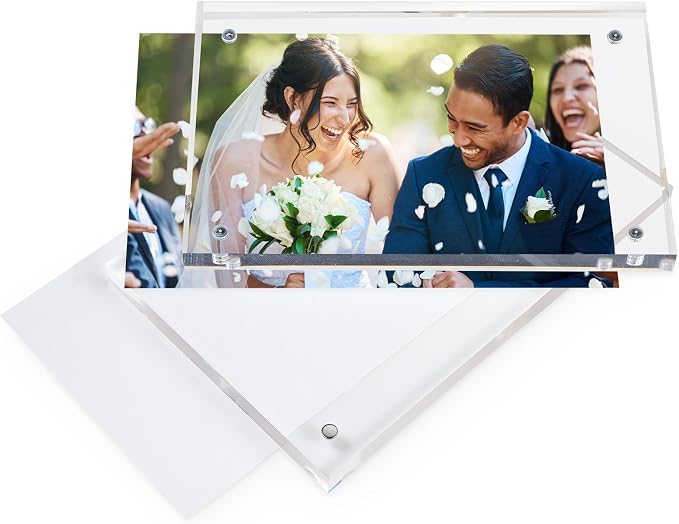 Yalikop 8 Pcs 5 x 7 Inch Thick Clear Acrylic Magnetic Photo Frames, 20mm Thickness Double-sided Transparent Visible Picture Frame Desktop Display for Home Office School Store Supplies - Image 5