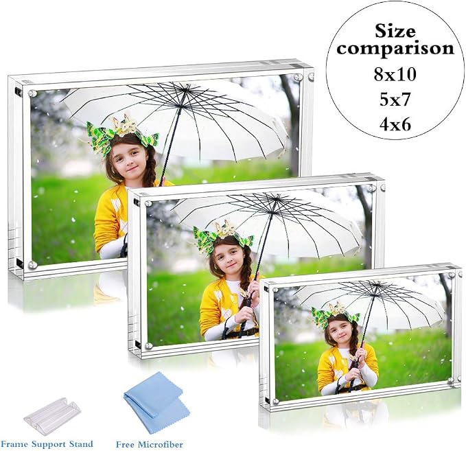 Acrylic Photo Frame 5 Pack Magnetic Picture 4x6 Gift Box Package | Clear Frameless frame,with Stand,placed vertically,laid flat,or attached to the fridge,for Family, Baby, Friend Best Gift - Image 4