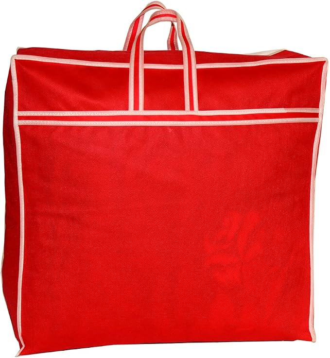 ANKIT INTERNATIONAL Garments Protect Clothes Organizer/Storage Bags for Blanket, Quilts & Rajai Storage Combo Pack of 03 with Dust Protection Front Clear window & Zip Closure (RED,51 x 51 x 22 cms) - Image 4