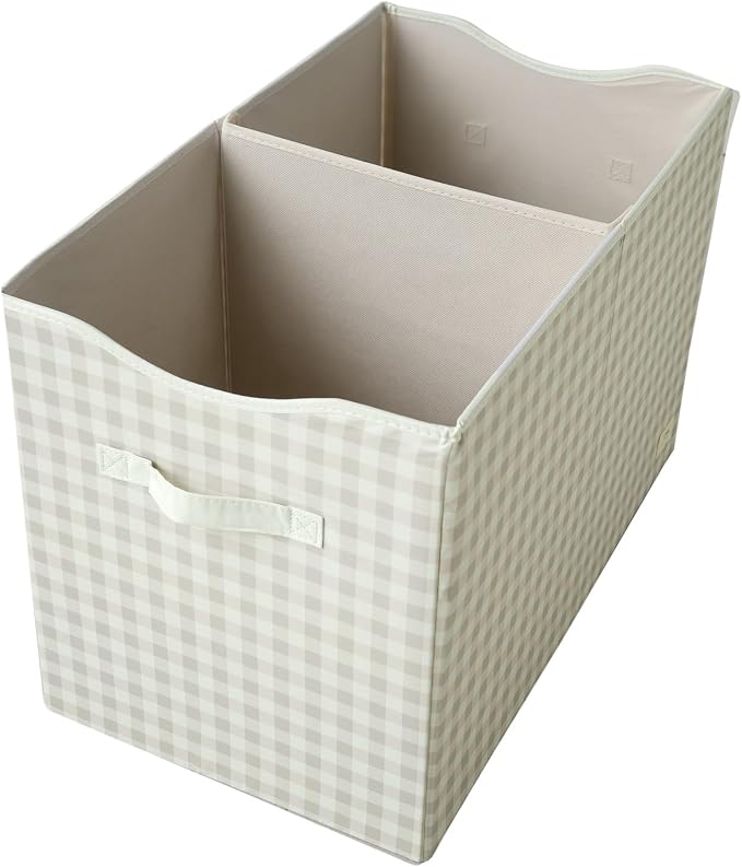 3 Sprouts Recycled Fabric Toy Chest, Extra Large, With Lid, Gingham Beige | Recycled fabric, Extra large storage box, Lid included, Collapsible, Sturdy toy bins, Kids bedroom or playroom, Lightweight - Image 4