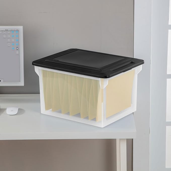 Sterilite File Box Tote with Lids for Letter and Legal Folders, 16-Pack | Stackable Plastic Document Storage and Paper Organizer for Home, Office, Desk, and Dorm Organization - Image 4