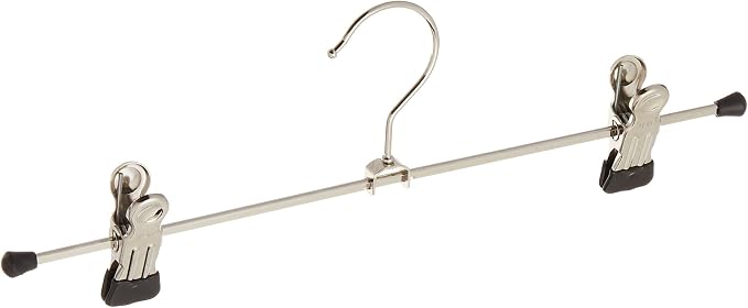 Mawa by Reston Lloyd Non-Slip Space-Saving Clothes Hanger For Pants & Skirts with Two Clips, Style K/40D, Set of 10, 15 3/4"L, Black - Image 7