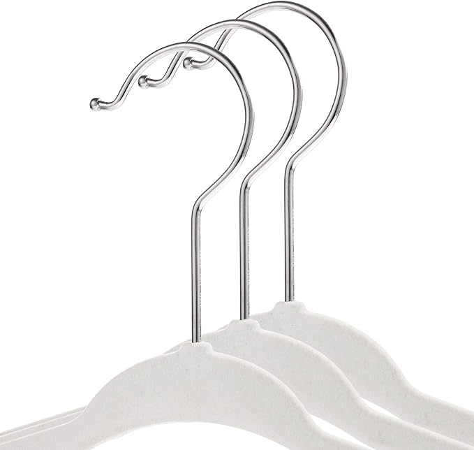 Casafield 50 Velvet Baby Hangers - 11" Size for Infant & Toddler Clothes - Ivory - Image 2