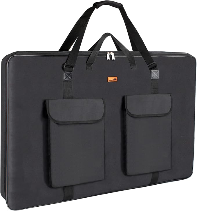 TreochtFUN Art Portfolio 23 X 31in - Portfolio Case A2 Heavy duty Soft side | Portfolio Folder for Artwork With Shoulder Strap, Art Supply Bag For Large Painting Board Supplies (Black) by TreochtFun