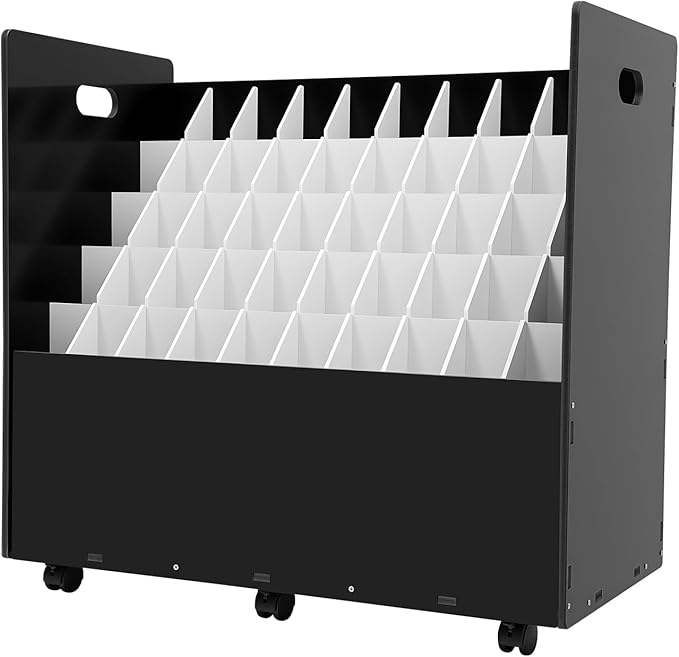 Blue Print Storage Organizer with Wheels, 50 Slots Mobile Blueprint Storage Rack Cart, Construction Plan Holder Roll Files Cart Map Poster Storage Cabinet for Office Home School, Black by LifeFirstChoice-Blisiour