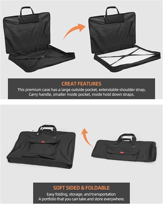 Nicpro Large Art Portfolio Bag 36 x 48 in, Nylon Artist Storage Case | Adjustable Shoulder Strap, Waterproof Carrying Bag for Professional Artwork Sketch Drawing Canvas Photography Poster - Image 3