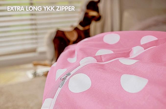 WEKAPO Stuffed Animal Storage Bean Bag Chair Cover for Kids | Stuffable Zipper Beanbag for Organizing Children Plush Toys Large Premium Cotton Canvas (Pink Dot, XX-Large) - Image 5