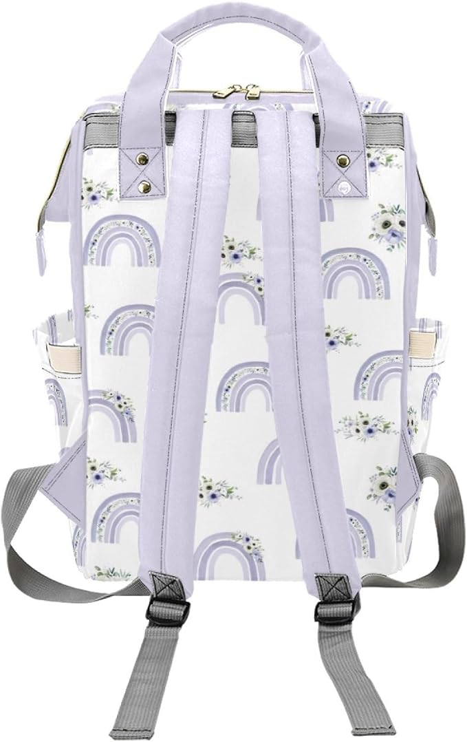 Purple Rainbow Personalized Baby Diaper Bag – Custom Name Waterproof Nappy Backpack with Multi Compartments – Stylish Gift for Mom, Dad, Baby Shower & Outdoor Travel - Image 4