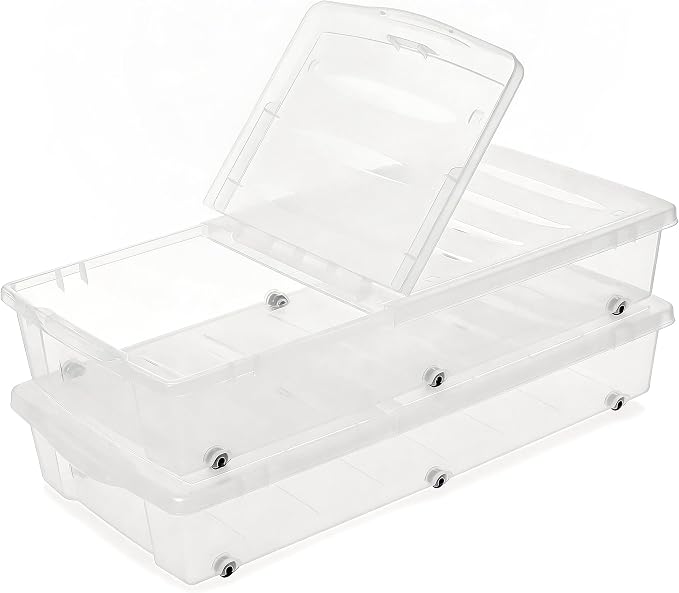 Citylife 57 QT Plastic Storage Bins with Double-Opening Lids, Storage Containers for Organizing, Large Clear Storage Box for Closet, Blankets, 2 Packs by CITYLIFEHomeOrganization