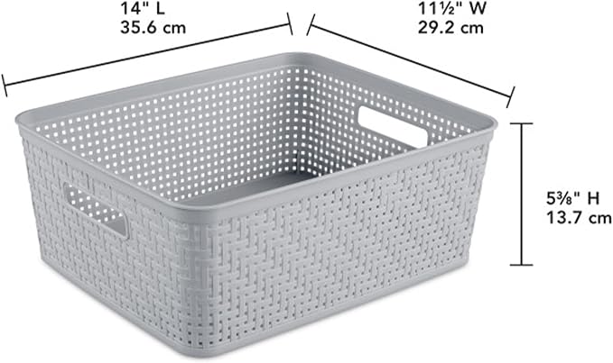 Sterilite 24 Pack Plastic Storage Bin Organization Containers, Short Baskets, Cement - Image 2