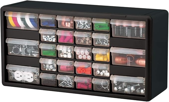 Akro-Mils 26-Drawer Plastic Drawer Storage Cabinet for Garage Organization, Bead Organizer, Building Bricks Storage, Teacher Toolbox, Makeup Organizer, 20-Inch W x 6-Inch D x 10-Inch H, 10126 Black - Image 10