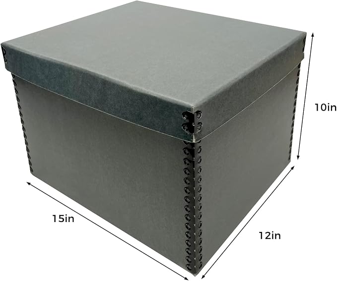 Lineco Record Storage Box 12x15x10 inch, Acid-Free Gray Boxboard, 1 Pack | Extra-Durable Filing Archival Cartons for Long-Term Storing Important Documents, Papers, Photos, Albums, Artworks or Prints - Image 2
