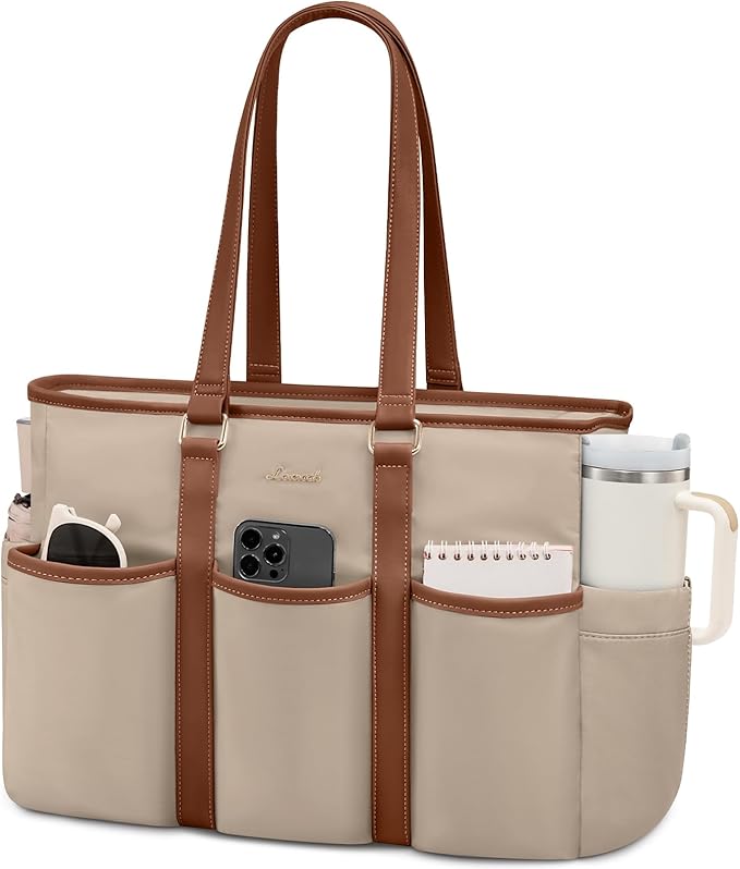 LOVEVOOK Work Tote Bag for Women With Large Cup Holder, Teacher Tote Laptop Bag for Women, Utility Bag For Work/Travel/College/Daily, Professional Computer Purse Handbag, 15.6 Inch by LOVEVOOK