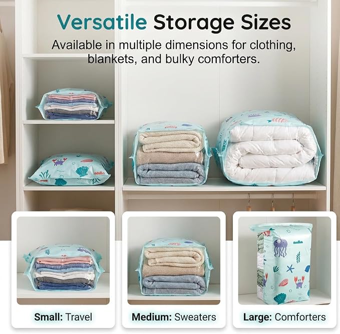 2 Pack Multi-Size Pump-Free Vacuum Storage Bags, Large Cube Vacuum Seal Bags, Space Saver Bags for Clothes, Comforters, Blankets - Image 6