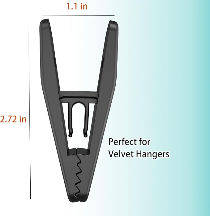TOFIIGREM Hanger Clips Perfect for Velvet Hangers (Black, 20 PCS), Non-Slip Plastic Clips Pant Skirt Hanger Clips for Black Flocking Hangers - Image 6