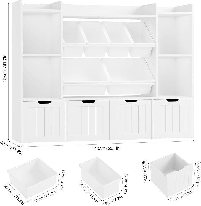 Toy Storage Organizer with Movable Drawer Toy Organizer for Kids | Large Toy Organizers and Storage with 6 Storage Cubbies, Kids Toy Storage and Toy Chest for Playroom and Kids Room, White - Image 7