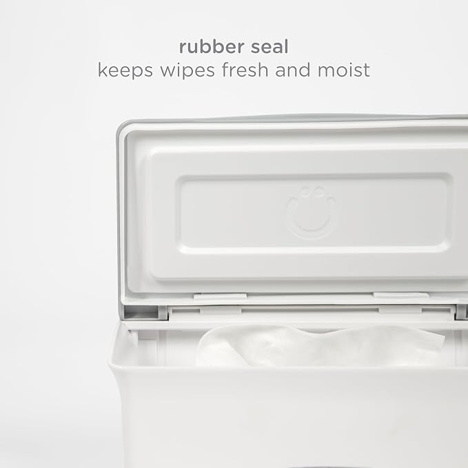 Ubbi Set of 2 Baby Wipes Dispensers with Weighted Plates and Secure Seals, Nursery and Baby Registry Essential to Keep Wipes Fresh and Changing Table Organized, Gray | Rubber Seal Keeps Wipes Fresh, Non-Skid Feet, Holds Standard Pack of Wipes, Baby Cha... - Image 4