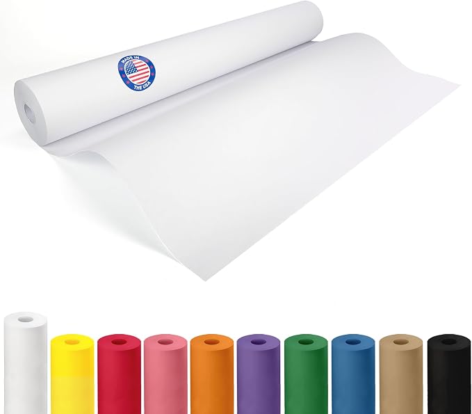 White Paper Roll 24" x 1200" (100 feet) - USA-Made Quality White Kraft Paper 50lb Thickness for Packing, Moving, Shipping & Crafts/Arts - 100% Recyclable Natural Wrap Material by IDL Packaging by IDLPackaging