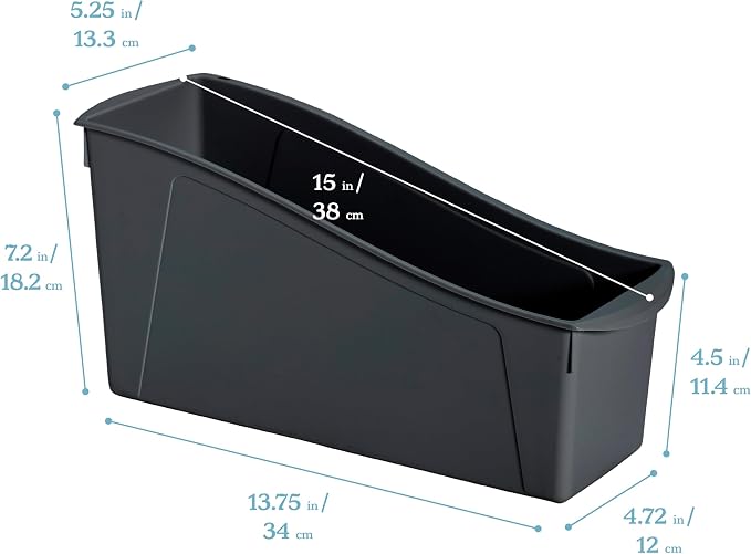 ECR4Kids Linking Plastic Storage Book Bin, Multipurpose Organization, Black, 10-Piece | Durable plastic with built-in handles, interlocking, nestable, ideal for books, magazines, and files in a classroom or office - Image 2