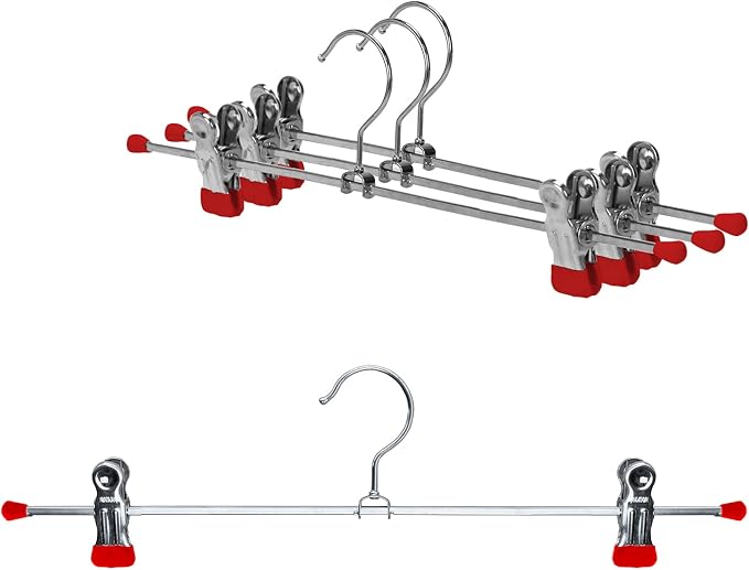Mawa by Reston Lloyd Non Slip-Space Saving Clothing Hanger for Pant/Skirt with Two Non-Slip Clips, Style K/40D, 15.75", Set of 250, Red by Mawa