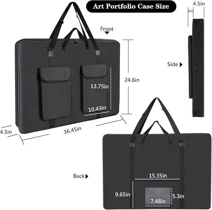 TreochtFUN Hard Side Art Portfolio Bag 24 X 36, Upgrade With Metal Frame | Heavy Duty Art Carrying Rigid Case,Sturdy Fabric For Artwork, Advertising,Canvas,Boards,Screen Monitors & Displays (Black) - Image 5