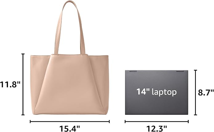 Work Tote Bags for Women 15.6 Inch Laptop with Zip Compartments | Vegan Leather Strcutured Professional Briefcase for Office, Meeting, Business with Padded Sleeve for Computer, water bottle - Image 3