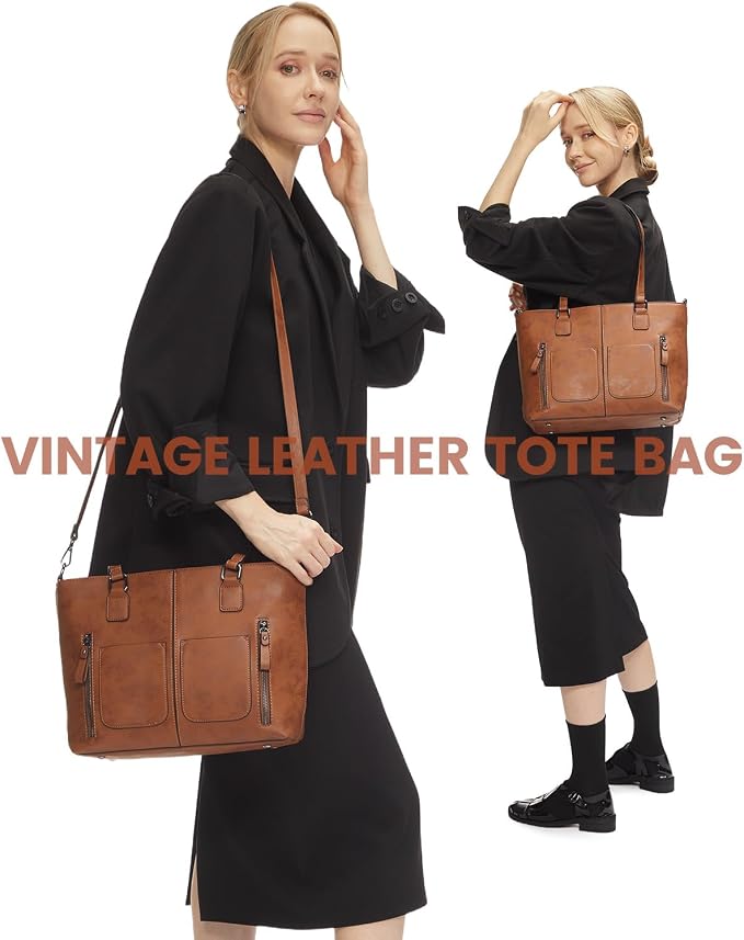 LOVEVOOK Purses Tote Bag for Women, Retro Large Shoulder Handbag, Leather Work Bag with Multi-Pockets, Gifts for Teacher, Mom - Image 2