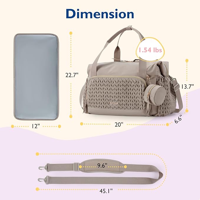 mommore Diaper Bag Tote Large Travel Baby Bag with Pacifier Case | Portable Changing Pad, Insulated Pocket & Stroller Strap, Baby Essentials Maternity Bag , Hospital Bag for Labor Delivery - Image 6
