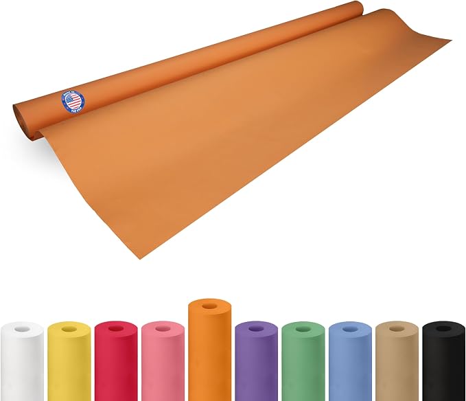 48" x 1200" (100 ft) Orange Kraft Paper Roll - USA-Made Quality Orange Craft Paper for Gift Wrapping, Kids' Arts & Crafts, School Projects - Natural Material 50lb Thickness by IDL Packaging by IDLPackaging