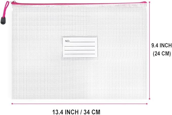 BOPART 24pcs Mesh Zipper Pouch Puzzle Bags 13.4x9.4 Inches A4 Plastic Zip File Bag with Label Pocket for Office Supplies, Board Game Storage Bags for Organizing - Image 2