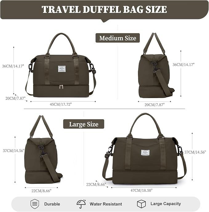 Weekender Bags for Women, Personal Item Travel Bag with Shoes Compartment | Overnight Travel Duffel Bag with Toiletry Bag, Airplane Friendly Carry-On Bag with Wet Pocket & Trolley Sleeve,Medium - Image 3