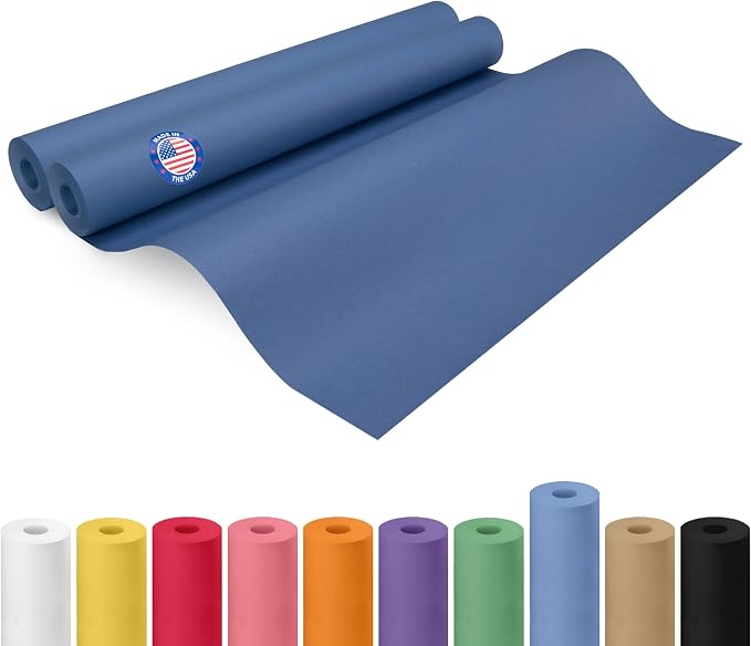 24" x 1200" (100 ft) Blue Kraft Paper Roll, Pack of 2 - USA-Made Quality Craft Paper for Gift Wrapping, Kids' Arts & Crafts, School Projects - 100% Recycled, 50 lb Natural Material by IDL Packaging by IDLPackaging