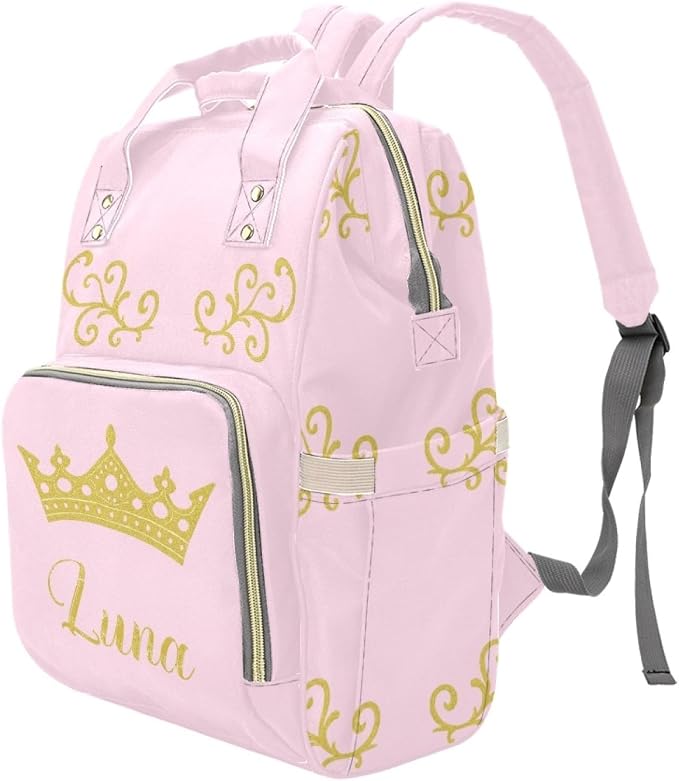 Crown Personalized Baby Diaper Bag – Custom Name Waterproof Nappy Backpack with Multi Compartments – Stylish Gift for Mom, Dad, Baby Shower & Outdoor Travel - Image 2