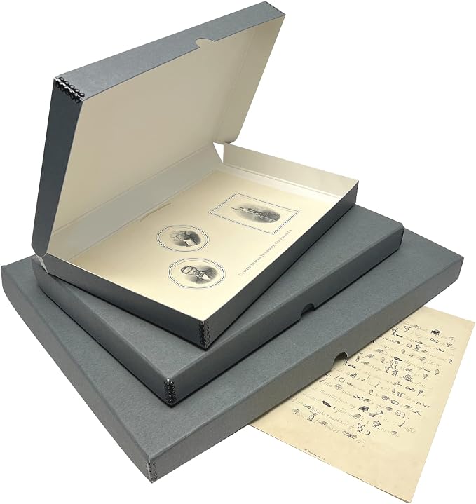 Lineco Clamshell Archival Storage Box, 11.5x14.5x1.75 Inch, Gray, Pack of 2 | Acid-Free with Metal Edge Boxboard, Organize and Store Photos Documents Cards Negatives Magazine Prints Family Records DIY - Image 8