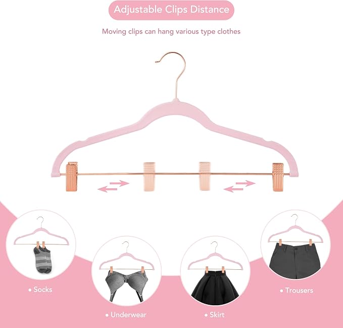 HOUSE DAY Kids Velvet Hangers 60 Pack and Velvet Skirt Hangers 24 Pack, Premium Felt Hangers Set for Childrens - Image 9