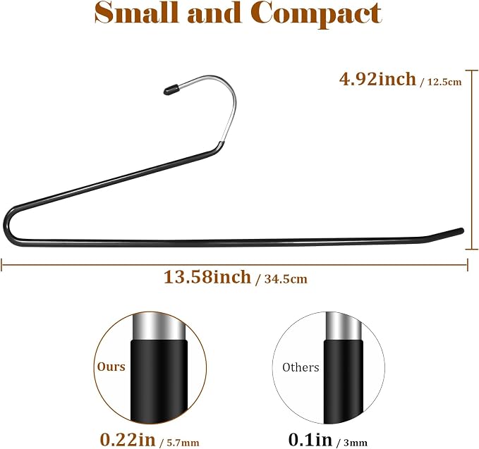 Pants Hangers,50-Pack Clothes Hangers, Non-Slip Open-Ended Pant Hanger,White Metal Hangers Design for Jeans,Slacks,Scarf (Black) - Image 3
