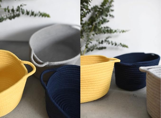 3Pack,Cotton Rope Basket,Woven Storage Basket,Toy Baskets,Baby Nursery toys, S 15.4 x 9.4 inches (39 x 24 cm) - Image 6
